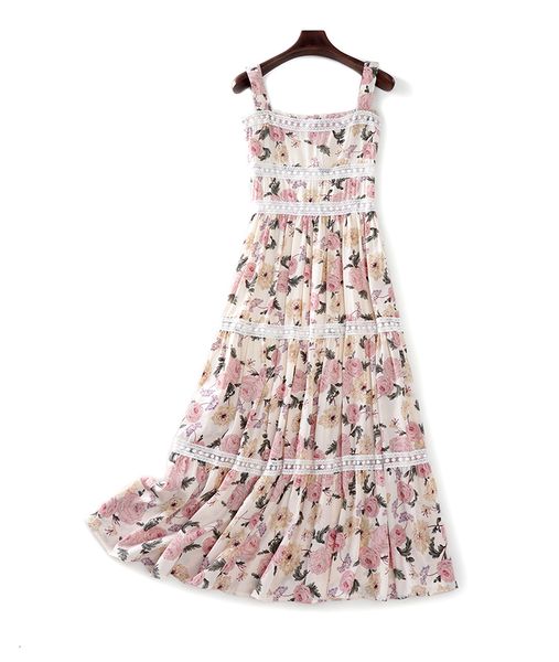 women es sleeveless summer floral print slash neck lace-up spaghetti strap chiffon ladies cotton lace trims long, Black;gray
women es sleeveless summer floral print slash neck lace-up spaghetti strap chiffon ladies cotton lace trims long, Black;gray