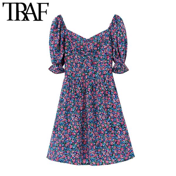 traf women chic fashion floral print mini dress vintage v neck puff sleeves back stretchy female dresses vestidos mujer 210415, Black;gray
traf women chic fashion floral print mini dress vintage v neck puff sleeves back stretchy female dresses vestidos mujer 210415, Black;gray