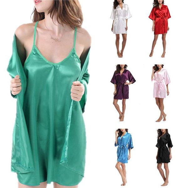 women's sleepwear 7 colors womens plus size short kimono cardigan faux silk 3/4 sleeves v-neck night robes glitter solid color nightgow, Black;red
women's sleepwear 7 colors womens plus size short kimono cardigan faux silk 3/4 sleeves v-neck night robes glitter solid color nightgow, Black;red