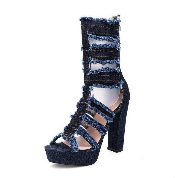 summer women's open toe denim super high heels platform sandals shoes blue strappy m1 dress, Black
summer women's open toe denim super high heels platform sandals shoes blue strappy m1 dress, Black