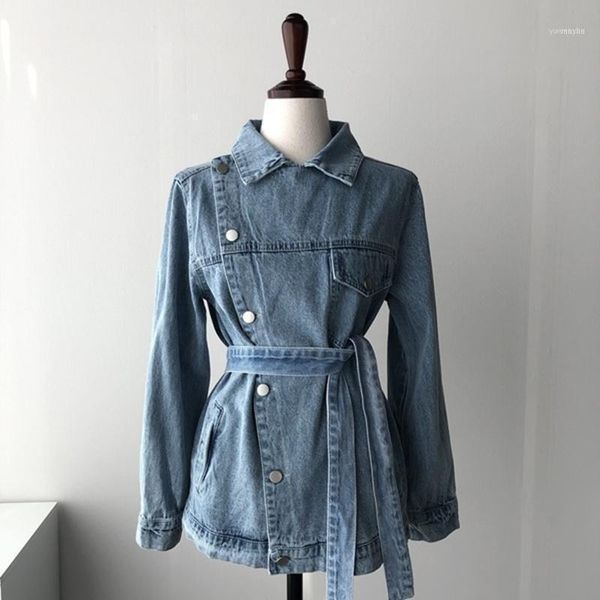 vintage denim jacket women 2021 spring autumn chic korean side single breasted design lace-up ladies long sleeve coat women1, Black;brown
vintage denim jacket women 2021 spring autumn chic korean side single breasted design lace-up ladies long sleeve coat women1, Black;brown