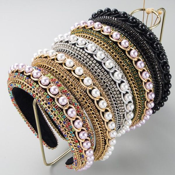 fashion baroque headband wide side luxurious pearls rhinestone paved hairband geometric party headwear adult, Silver
fashion baroque headband wide side luxurious pearls rhinestone paved hairband geometric party headwear adult, Silver