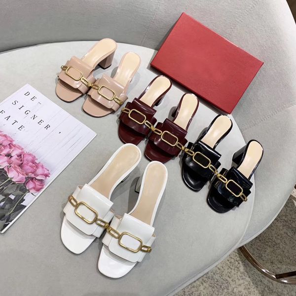 fashion quality classic woman slippers lady summer luxury designer sandals metal buckle leather high heeled shoes with box q-184, Black
fashion quality classic woman slippers lady summer luxury designer sandals metal buckle leather high heeled shoes with box q-184, Black