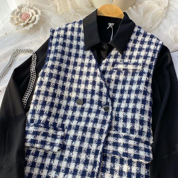 women's knits & tees yizzhoy spring autumn v-neck check vest coat foreign style long sleeve loose shirt two-piece set, White
women's knits & tees yizzhoy spring autumn v-neck check vest coat foreign style long sleeve loose shirt two-piece set, White