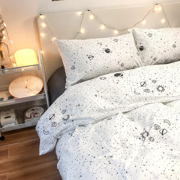 high-quality planet universe cotton four-piece simple white bedding dormitory apartment duvet cover 1.8m bed sheet sets
high-quality planet universe cotton four-piece simple white bedding dormitory apartment duvet cover 1.8m bed sheet sets
