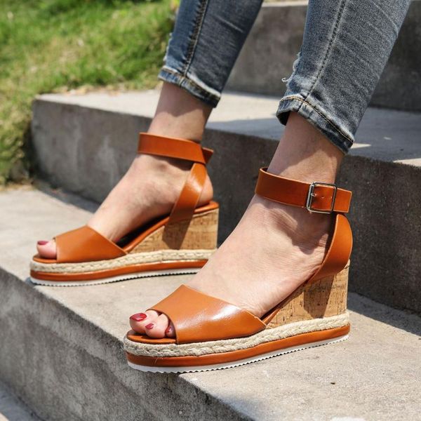 sandals summer women thick heel platform sole peep toe ankle-wrap wedge solid leather fashion modern shoes ladies leisure, Black
sandals summer women thick heel platform sole peep toe ankle-wrap wedge solid leather fashion modern shoes ladies leisure, Black
