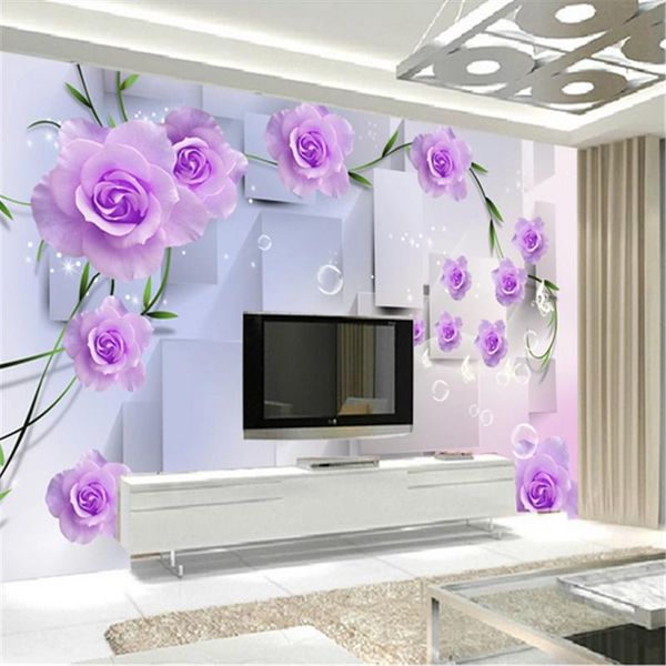 wallpapers custom modern purple rose flowers po wallpaper 3d stereoscopic living room tv sofa background wall papers home decor mural 
wallpapers custom modern purple rose flowers po wallpaper 3d stereoscopic living room tv sofa background wall papers home decor mural