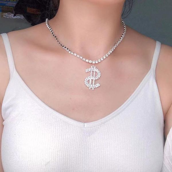 chains 2021 fashion luxury shiny rhinestone dollar sign pendant collar necklace women's crystal hip hop tennis chain accessories, Silver
chains 2021 fashion luxury shiny rhinestone dollar sign pendant collar necklace women's crystal hip hop tennis chain accessories, Silver