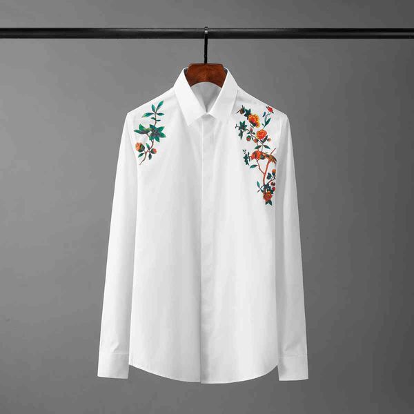tee polo shirt shirt shirt flower male long sleeve flora printed casual mens slim party man shirts plus size 4xl, White;black