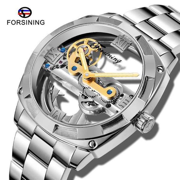 luxury brand forsining transparent mechanical clock gentlemen steampunk skeleton automatic self wind rustless steel tape, Slivery;brown
luxury brand forsining transparent mechanical clock gentlemen steampunk skeleton automatic self wind rustless steel tape, Slivery;brown