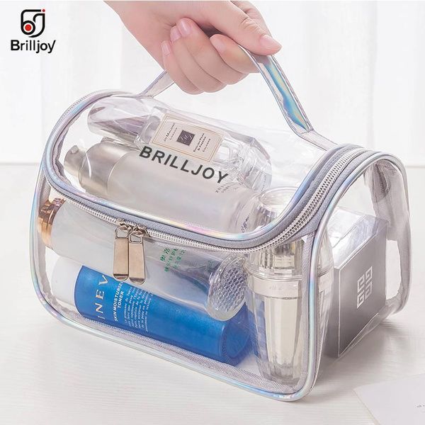 Portable Wash Bag Transparent Laser Travel Makeup Women Handbag Organizer Storage Beauty Make Up Waterproof Cosmetic Case Bags & Cases