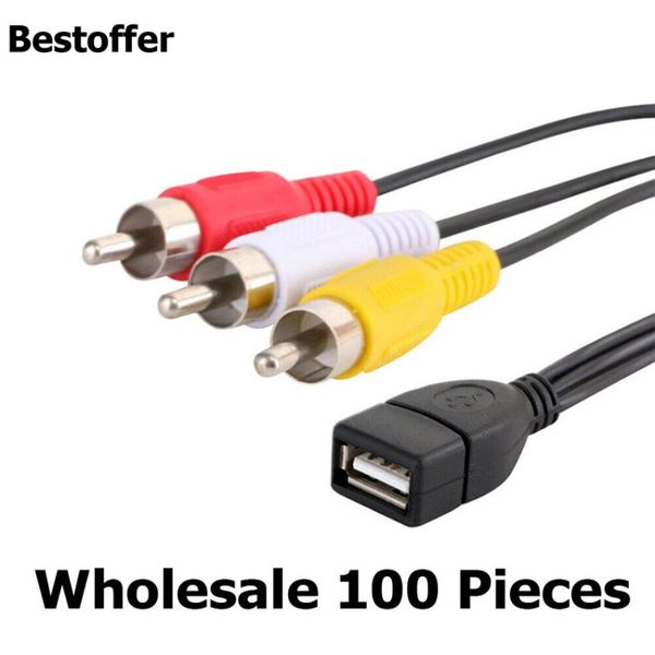 audio cables & connectors wholesale 100 pieces/lot usb 2.0 a female to 3 rca male video av adapter cable for pc tv mac
audio cables & connectors wholesale 100 pieces/lot usb 2.0 a female to 3 rca male video av adapter cable for pc tv mac