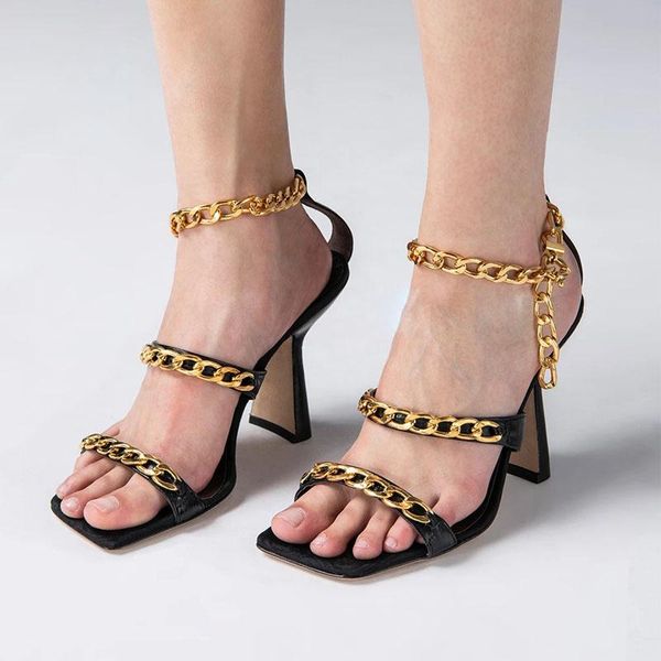 sandals charming woman golden chains buckled female kitten heels wedding shoe summer cutout open toe outfit high, Black
sandals charming woman golden chains buckled female kitten heels wedding shoe summer cutout open toe outfit high, Black