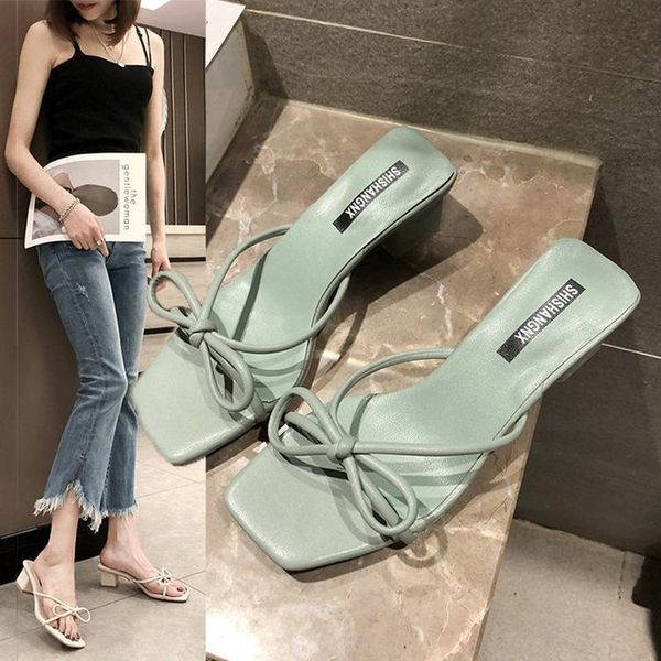 slippers elegant women summer bow-shaped open-toe thick heel leather high slide shoes, Black
slippers elegant women summer bow-shaped open-toe thick heel leather high slide shoes, Black