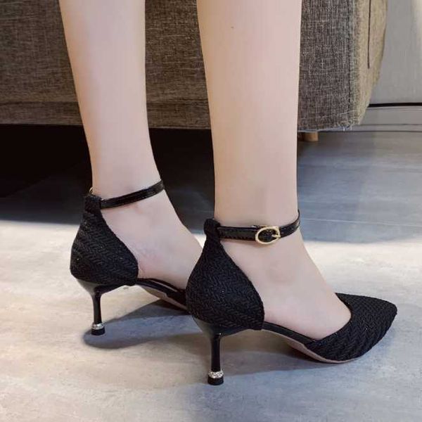 summer 2021 small fresh french high-heeled shoes fine heel pointed belt with hollow ladies a055 sandals, Black
summer 2021 small fresh french high-heeled shoes fine heel pointed belt with hollow ladies a055 sandals, Black