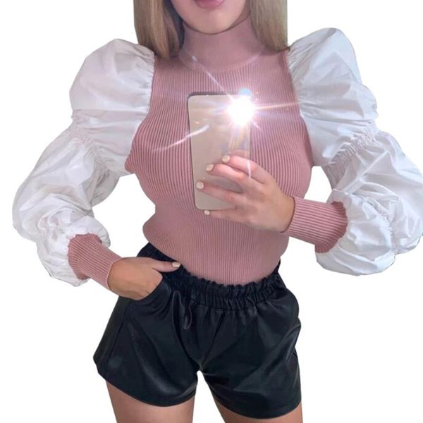 autumn women puff long sleeve ribbed knitted shirt spring o neck slim fit blouse fashion solid streetwear ladies pullover women's blou, White
autumn women puff long sleeve ribbed knitted shirt spring o neck slim fit blouse fashion solid streetwear ladies pullover women's blou, White