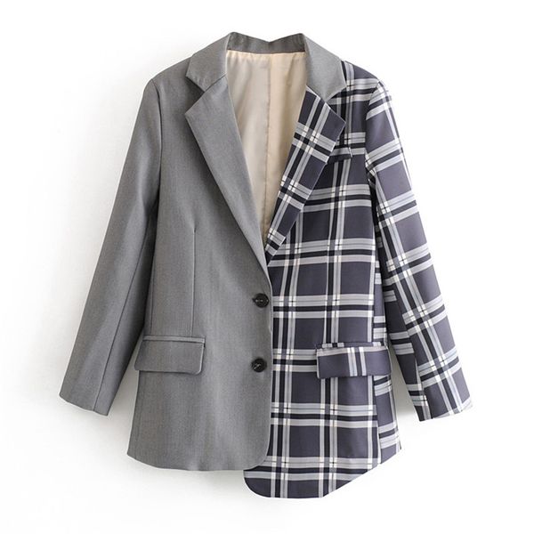 women office wear plaid patchwork blazer coat fashion long sleeve pockets female outerwear casual suit blazers chic 210430, White;black
women office wear plaid patchwork blazer coat fashion long sleeve pockets female outerwear casual suit blazers chic 210430, White;black