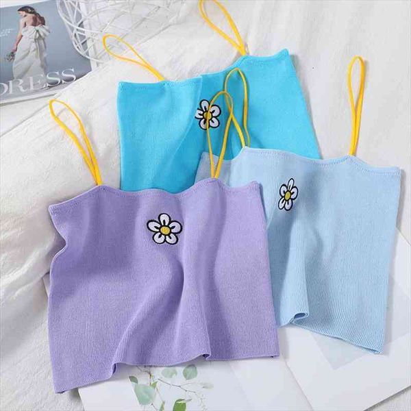 summer fashion flower embroidered camisole patchwork shoulder strap knitted tank girl korean sweet wx101, White
summer fashion flower embroidered camisole patchwork shoulder strap knitted tank girl korean sweet wx101, White