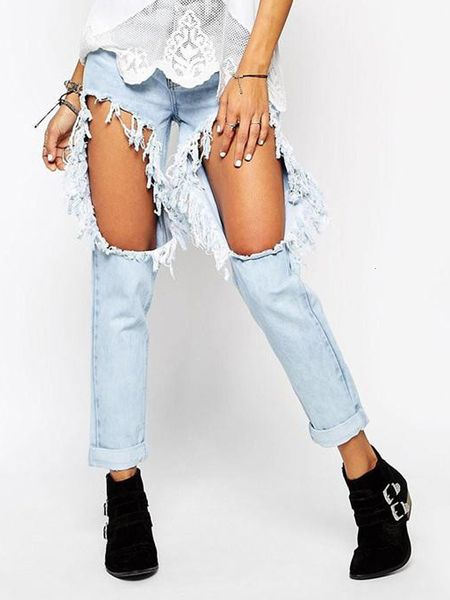 jean summer women waist casual washed distressed hole denim pants high street ripped hip-hop lady straight jeans, Blue
jean summer women waist casual washed distressed hole denim pants high street ripped hip-hop lady straight jeans, Blue