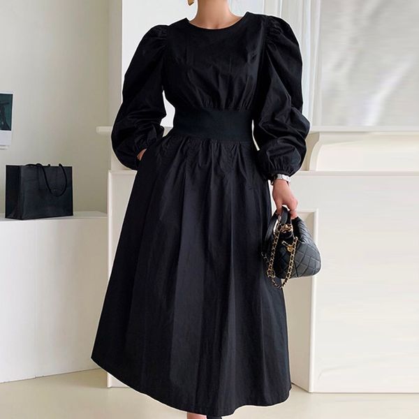 spring female loose casual round neck solid color long puff sleeve minimalist black over knee a-line dress 8p031 210510, Black;gray
spring female loose casual round neck solid color long puff sleeve minimalist black over knee a-line dress 8p031 210510, Black;gray