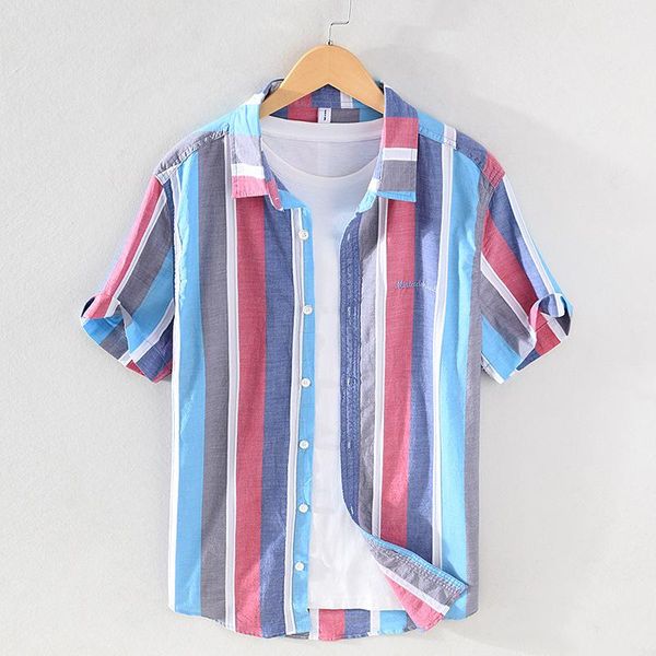 men's casual shirts summer striped short sleeve square collar shirt youth color matching top, White;black
men's casual shirts summer striped short sleeve square collar shirt youth color matching top, White;black