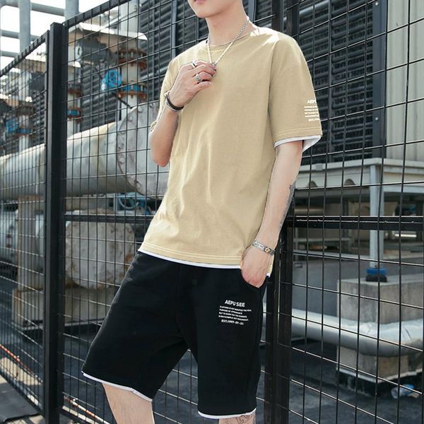 men's tracksuits casual sports suit 2021 summer short-sleeved t-shirt with shorts trendy brand ins youth student clothes, Gray
men's tracksuits casual sports suit 2021 summer short-sleeved t-shirt with shorts trendy brand ins youth student clothes, Gray