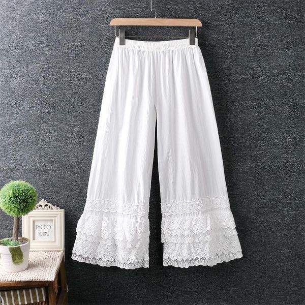 women's pants & capris 2021 spring thin art small fresh elastic waist solid color cotton and linen nine-point lace wide-leg, Black;white
women's pants & capris 2021 spring thin art small fresh elastic waist solid color cotton and linen nine-point lace wide-leg, Black;white
