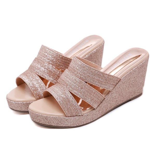slippers fashion solid thick bottom wedge sandals platform high heels women slipper outside shoes glisten open-toed roman, Black
slippers fashion solid thick bottom wedge sandals platform high heels women slipper outside shoes glisten open-toed roman, Black