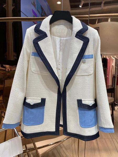 women's jackets 2021 autumn high-end tweed patchwork denim fashion jacket women camellia big lapel open stitch long sleeve coat, Black;brown
women's jackets 2021 autumn high-end tweed patchwork denim fashion jacket women camellia big lapel open stitch long sleeve coat, Black;brown
