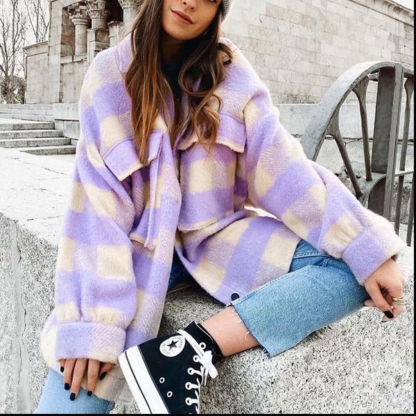 fashion women purple womens blouses plaid woolen shirts elegant ladies oversize long shirt vintage female stylish thick girls, White
fashion women purple womens blouses plaid woolen shirts elegant ladies oversize long shirt vintage female stylish thick girls, White