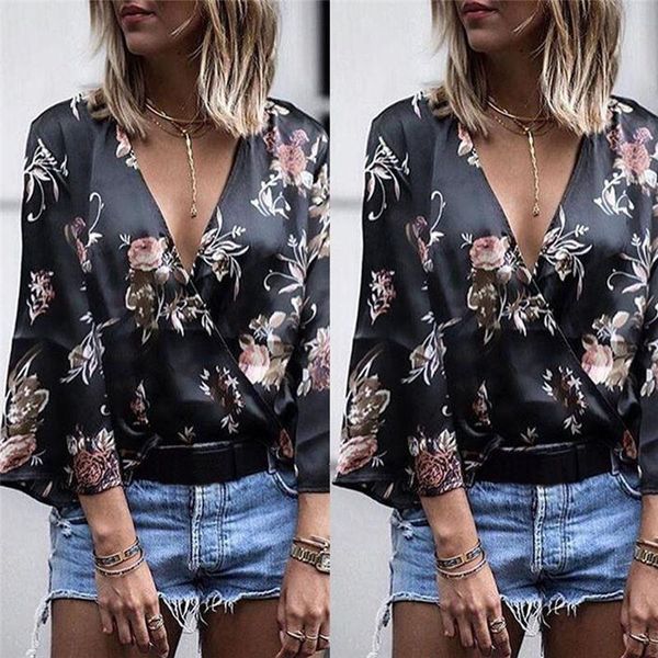 women's blouses & shirts spring autumn style women floral printing blouse ladies long sleeve v neck loose top, White
women's blouses & shirts spring autumn style women floral printing blouse ladies long sleeve v neck loose top, White