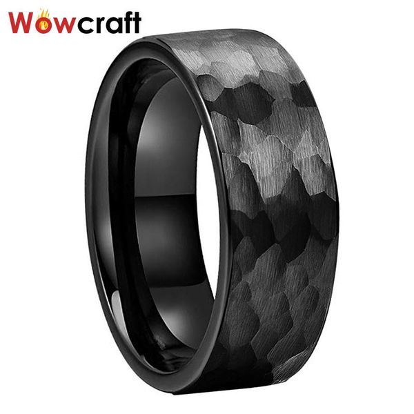 black 8mm mens tungsten carbide ring hammered flat wedding band brushed finish comfort fit inside engraved rings, Slivery;golden
black 8mm mens tungsten carbide ring hammered flat wedding band brushed finish comfort fit inside engraved rings, Slivery;golden