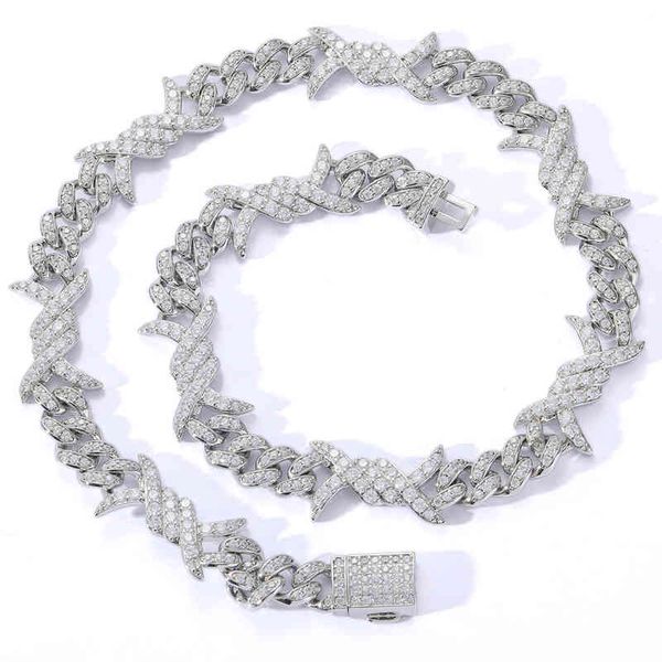 men's hip hop thorns cuba 15mm 14k gold copper zircon punk rock miami cuban link monaco chain necklace, Silver
men's hip hop thorns cuba 15mm 14k gold copper zircon punk rock miami cuban link monaco chain necklace, Silver