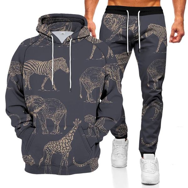 men's tracksuits fashion sweater hoodie casual 3d animal print pullover two-piece + pants autumn and winter, Gray
men's tracksuits fashion sweater hoodie casual 3d animal print pullover two-piece + pants autumn and winter, Gray