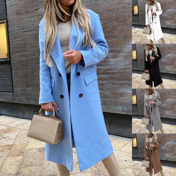 women's wool & blends women oversized coat solid color double breasted trench autumn winter office lady warm suit collar long sleeve, Black
women's wool & blends women oversized coat solid color double breasted trench autumn winter office lady warm suit collar long sleeve, Black