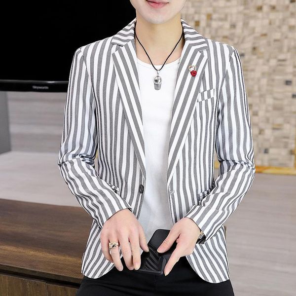 men's suits & blazers hoo 2022 casual slim-fitting suit youth stripes slim fit, White;black
men's suits & blazers hoo 2022 casual slim-fitting suit youth stripes slim fit, White;black
