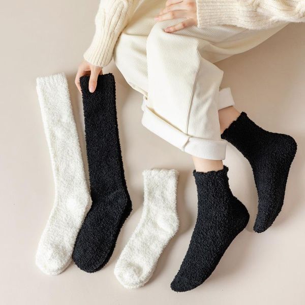 men's socks 1 pair and women's winter plush warm coral velvet calf sleep solid color middle tube, Black
men's socks 1 pair and women's winter plush warm coral velvet calf sleep solid color middle tube, Black