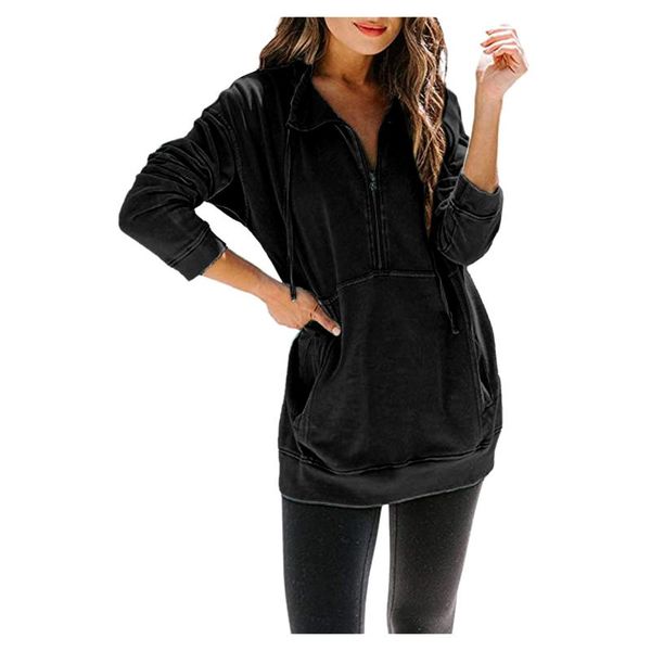 women's hoodies & sweatshirts women quarter zip long sleeve turn down collar zipper casual oversized pullover tunics with pockets, Black
women's hoodies & sweatshirts women quarter zip long sleeve turn down collar zipper casual oversized pullover tunics with pockets, Black