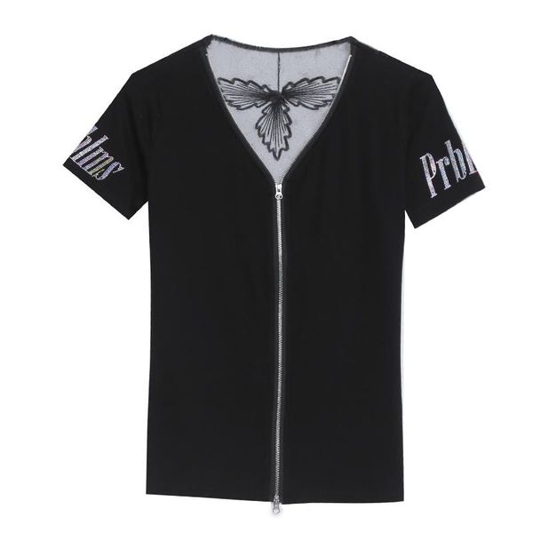 women's t-shirt women diamonds t shirts cotton back perspective patchwork tshirt black tees with zip fashio v-neck t-shirts t287, White
women's t-shirt women diamonds t shirts cotton back perspective patchwork tshirt black tees with zip fashio v-neck t-shirts t287, White