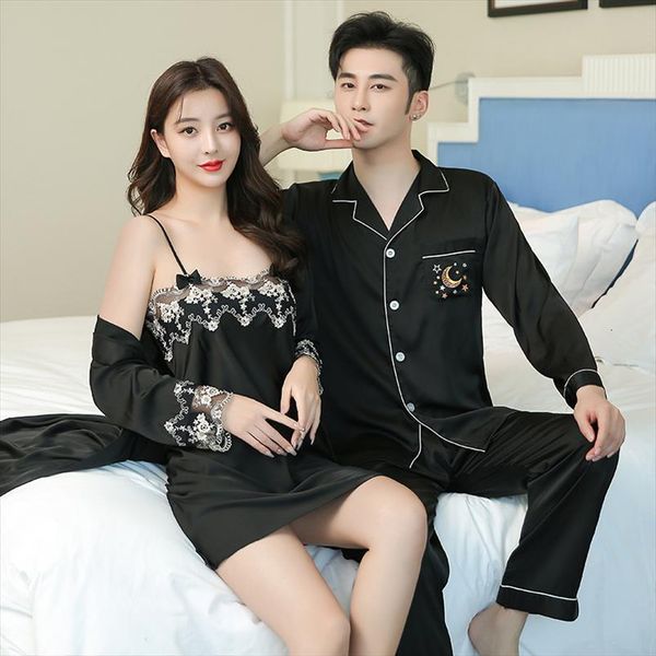 couples black satin lace women sleepwear pajamas set 2pcs home clothes lovers intimate pyjamas suit l xl xxl 3xl, Black;red
couples black satin lace women sleepwear pajamas set 2pcs home clothes lovers intimate pyjamas suit l xl xxl 3xl, Black;red