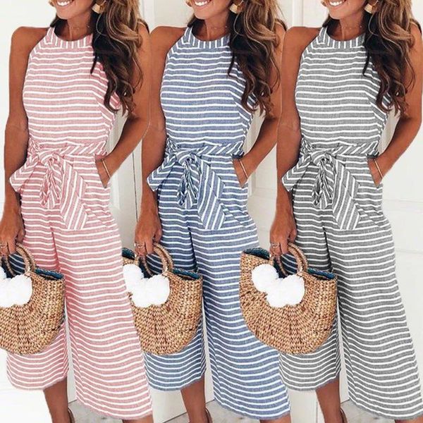 women's jumpsuits & rompers elegant women sleeveless striped jumpsuit loose trousers wide leg pants holiday belted leotard overalls, Black;white
women's jumpsuits & rompers elegant women sleeveless striped jumpsuit loose trousers wide leg pants holiday belted leotard overalls, Black;white