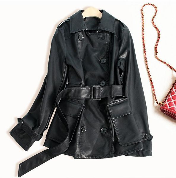 women's leather & faux designer women pu jacket turn-down collar double breasted with belt female slim black coat v2hg
women's leather & faux designer women pu jacket turn-down collar double breasted with belt female slim black coat v2hg