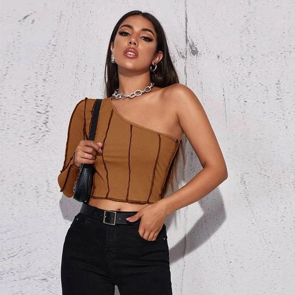 one-shoulder t-shirt women pullover streetwear skew collar stripes stitching tee-shirt female cropped harajuku summer women's, White
one-shoulder t-shirt women pullover streetwear skew collar stripes stitching tee-shirt female cropped harajuku summer women's, White