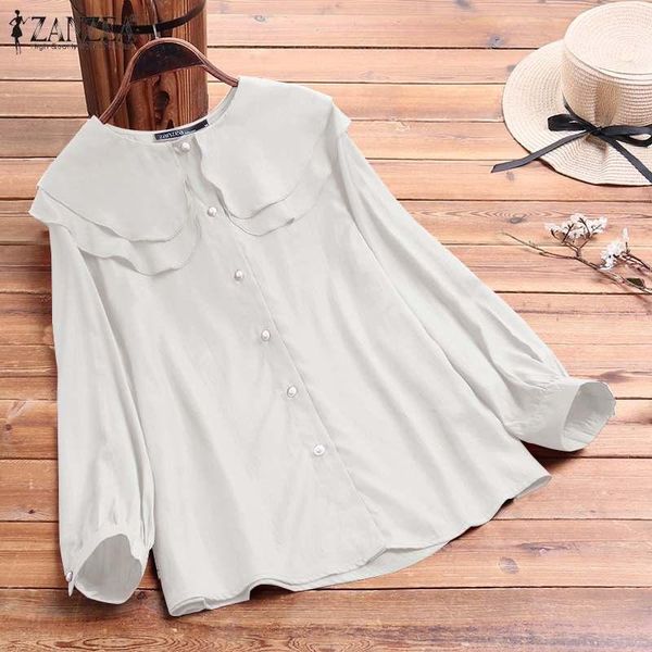 women's blouses & shirts spring blouse zanzea 2021 fashion ruffle casual long sleeve blusas female button tunic plus size chemise 5xl, White
women's blouses & shirts spring blouse zanzea 2021 fashion ruffle casual long sleeve blusas female button tunic plus size chemise 5xl, White