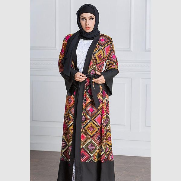 ethnic clothing muslim dress fashion robe printing contrast cardigan abaya long dresses dubai turkey belt, Red
ethnic clothing muslim dress fashion robe printing contrast cardigan abaya long dresses dubai turkey belt, Red