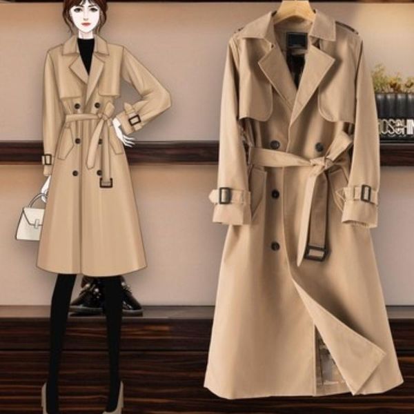 women's trench coats autumn winter long trend coat casual windbreaker loose lady outwear, Tan;black
women's trench coats autumn winter long trend coat casual windbreaker loose lady outwear, Tan;black