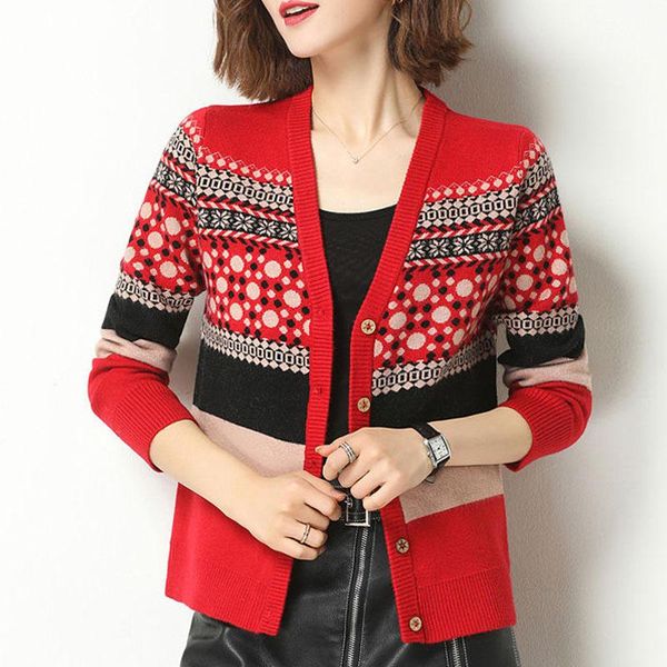 vintage print knitted short cardigan women spring korean style sweater jacket contrast color v-neck knitwear female women's knits & te, White
vintage print knitted short cardigan women spring korean style sweater jacket contrast color v-neck knitwear female women's knits & te, White
