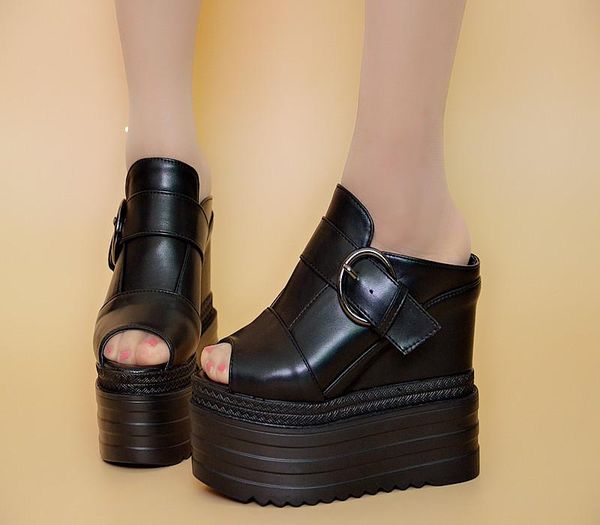 summer 14cm ultra high heel wedges sandals and slipper temperament elegant slippers fashion wild womens shoes, Black
summer 14cm ultra high heel wedges sandals and slipper temperament elegant slippers fashion wild womens shoes, Black
