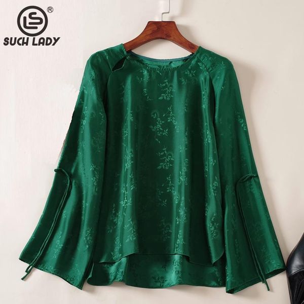 women's blouses & shirts 100% natural silk shirt o neck long flare sleeves dobby printed loose fashion blouse, White
women's blouses & shirts 100% natural silk shirt o neck long flare sleeves dobby printed loose fashion blouse, White