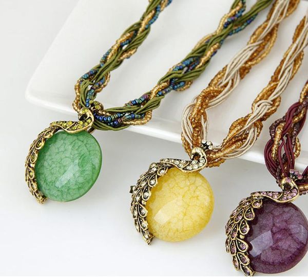 pendant necklaces bohemia style beaded chunky chain necklace with peacock shape, Silver
pendant necklaces bohemia style beaded chunky chain necklace with peacock shape, Silver